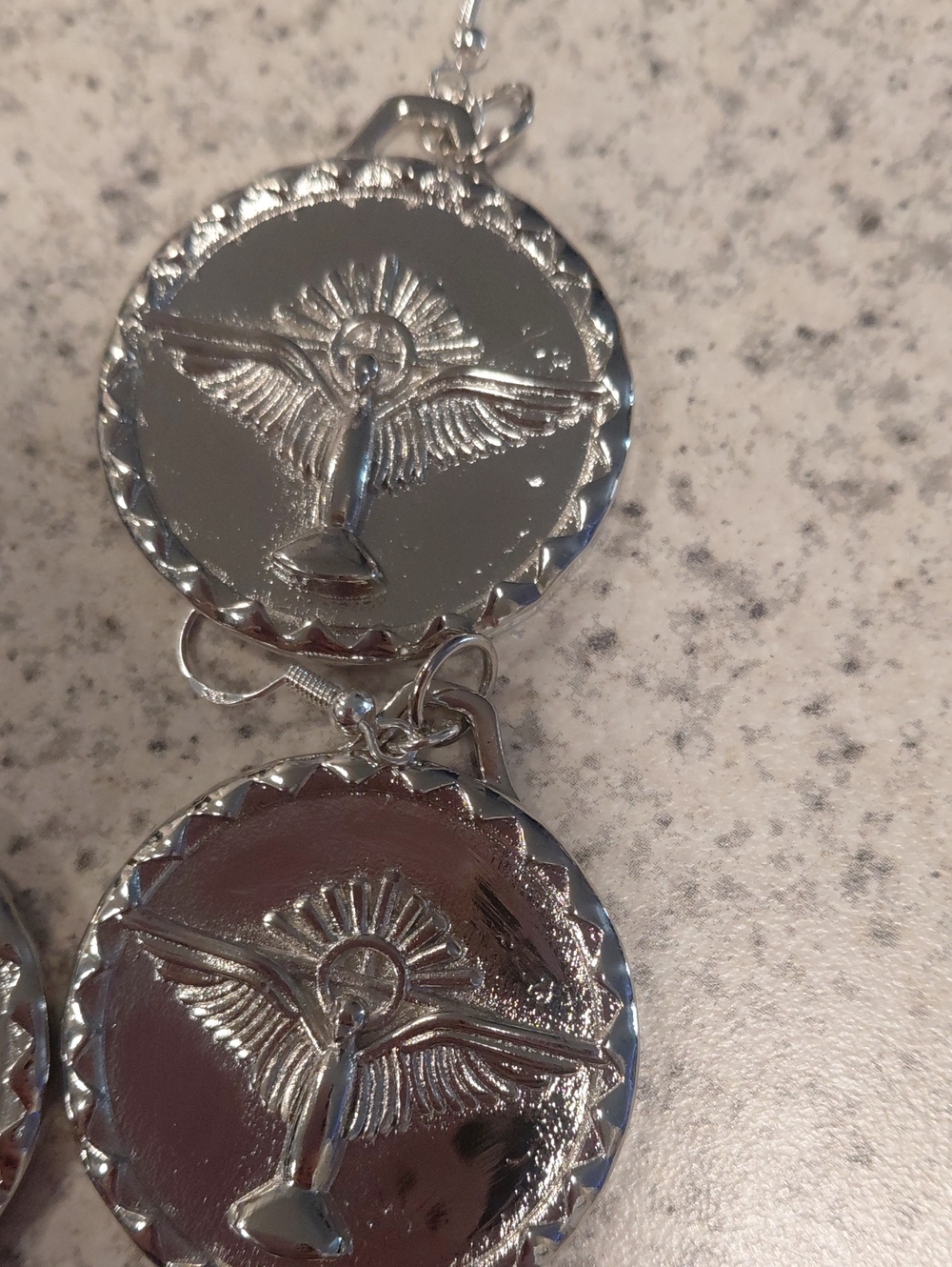 Silver Winged Figure Pendant Necklace and Earrings Set - Picture 3 of 3